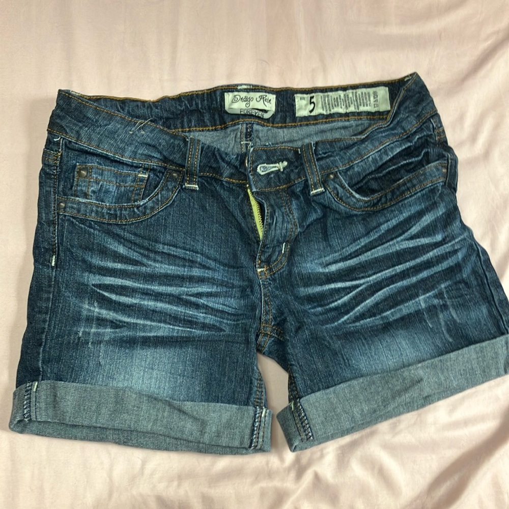 Indigo Rein Forever Jean Shorts with Cuffed Hem